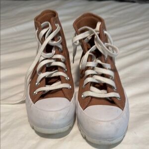 Converse High-Top Sneakers in Brown and White